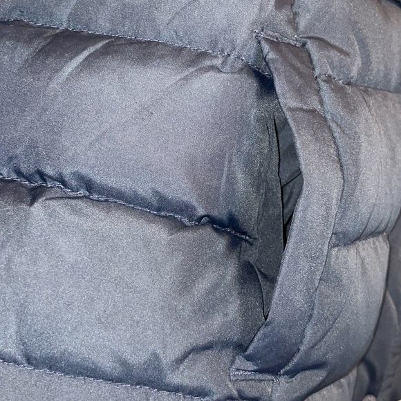 Abercrombie & Fitch Navy Blue Belted Hooded Down Puffer Jacket Size L - Picture 7 of 16